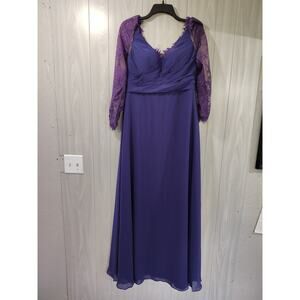 JJ's House Dark Purple Long Lace Mother of Bride Dress Sz 12 Bridesmaid Wedding